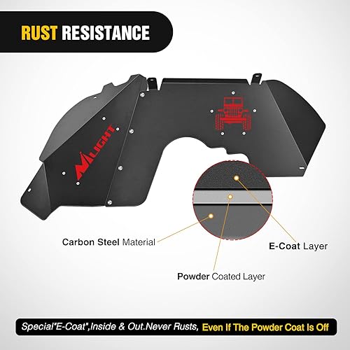 Miniatura 4 de Nilight Forro interior delantero para guardabarros, cubierta de rueda para Wrangler JL JLU 2018-2024, 4 puertas, 2 puertas, estilo ilimitado,