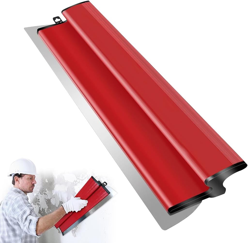 Long Skimming Blade 15.7 Inches Stainless Steel Trowel Skimming Blade Rubberized Handle Drywall Smoothing Spatula Skimming Trowel Plastering Trowel for Large Area Project, House Renovation
