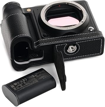 X2D 100C Camera Case, BolinUS Handmade Genuine Real Leather Half Camera Case Bag Cover for Hasselblad X2D 100C Camera Bottom Opening Version + Hand Strap (Black)