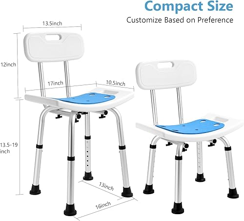 Miniatura 2 de Silla de ducha con respaldo extraíble, taburete de ducha antideslizante 2 en 1 para ducha interior, silla de bañera estrecha, asiento de ducha