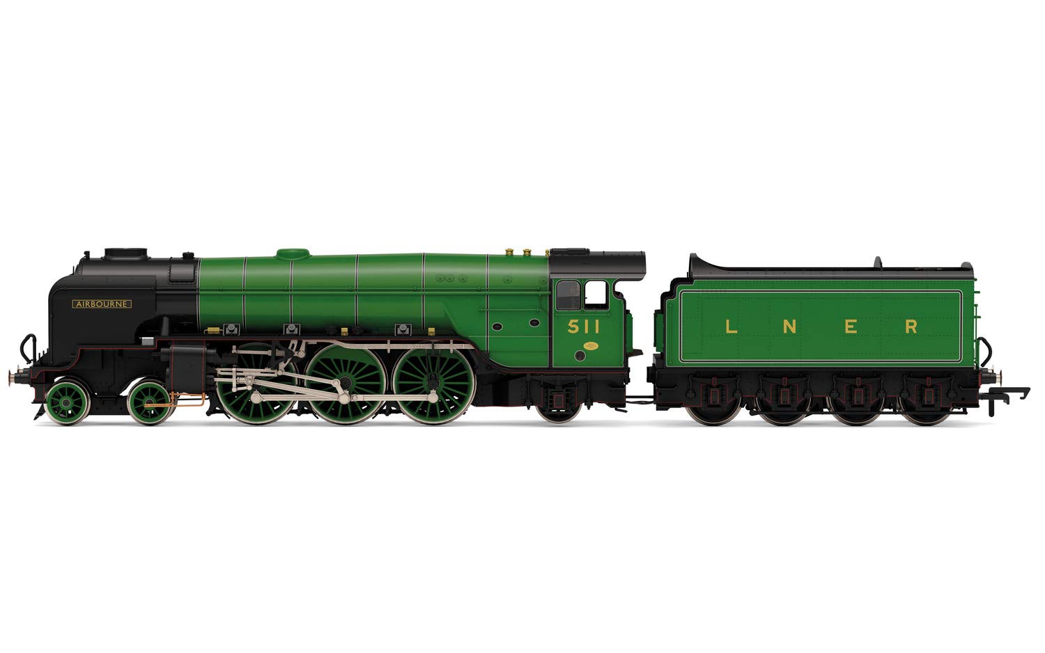 Hornby Steam Train - R3974 LNER, Thompson Class A2/3, 4-6-2, 511 'Airborne' - Era 3 00 Gauge Locomotives for Train Set, Engine Models for Adults - 1:76 Scale Model Gift, Green