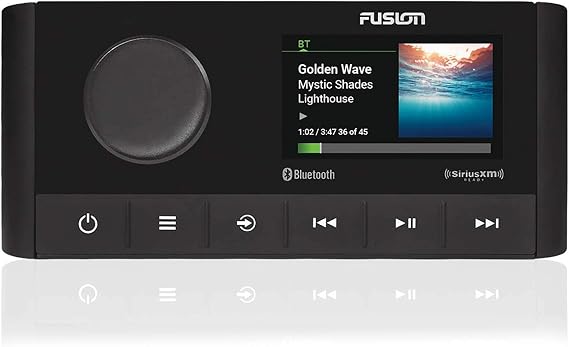 Fusion MS-RA210 Source Unit w/ (2 Pair) Clarion CMSP-771RGB-SWG Premium 7.7-inch Coaxial Marine Speakers with Built-in RGB Illumination (Includes White & Gray Sport Grilles)