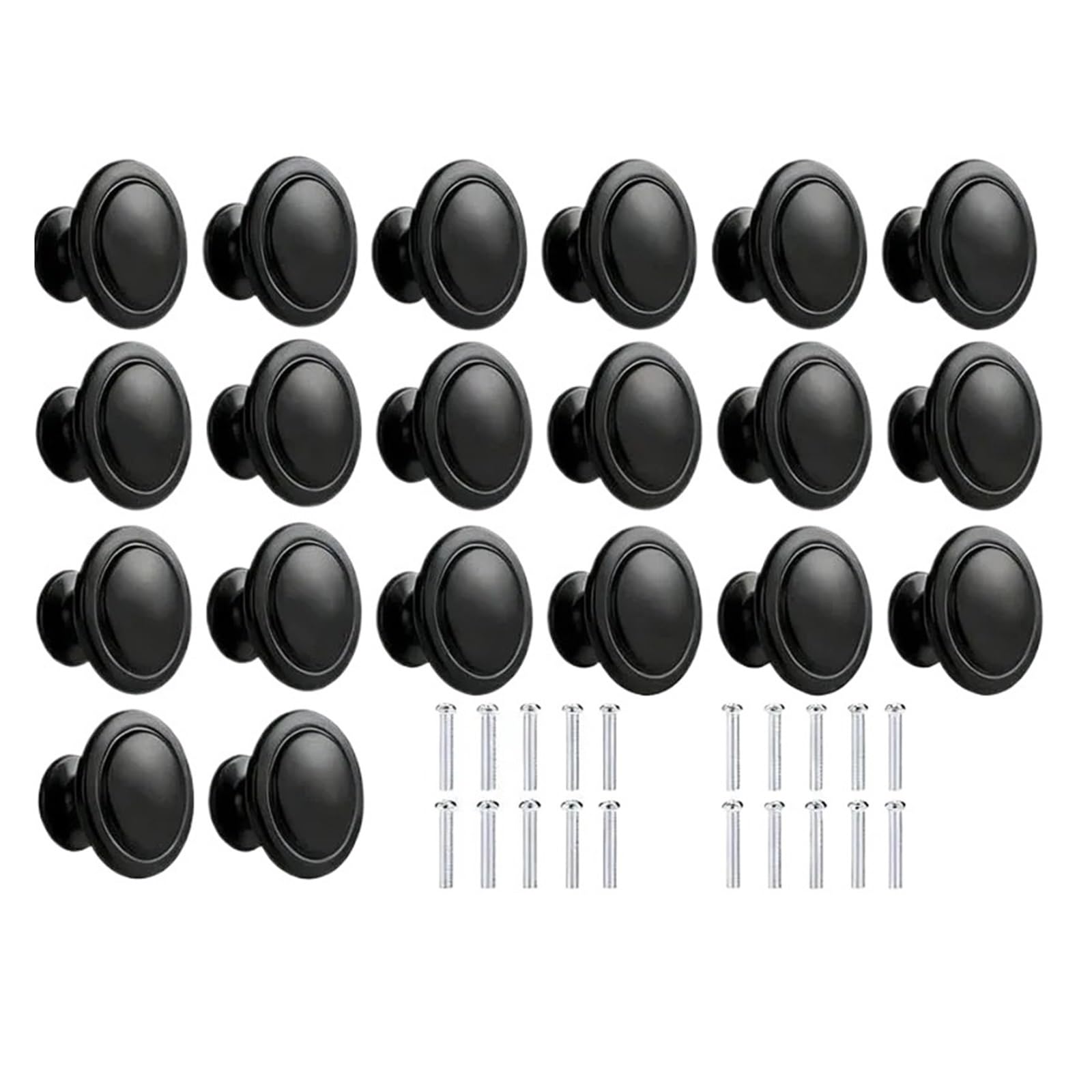 10/20pcs Matte Black Round Stainless Steel Cabinet Knobs(Single-hole 20PCS)