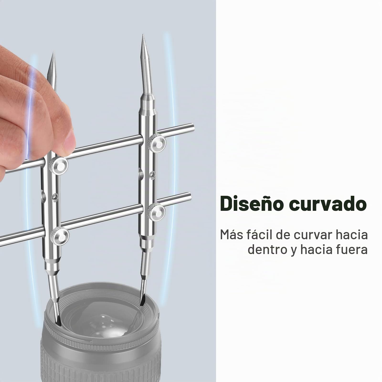 NEEWER - Herramienta Profesional Punta Curva Llave Ajustable para reparación de Herramientas de Acero Inoxidable para la Lente del Objetivo de Fotos para la mayoría de Las cámaras DSLR