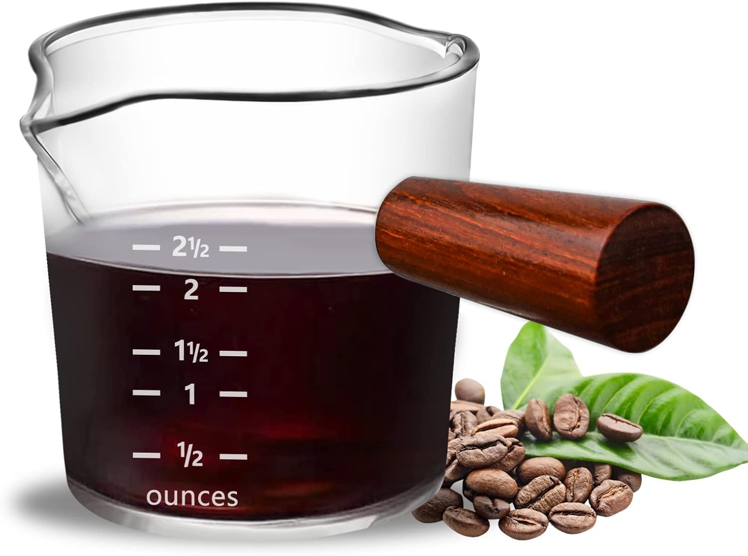 QUTHZZHY Espresso Shot Glass 2.5OZ Double Spouts Measuring Triple Pitcher Milk Cup