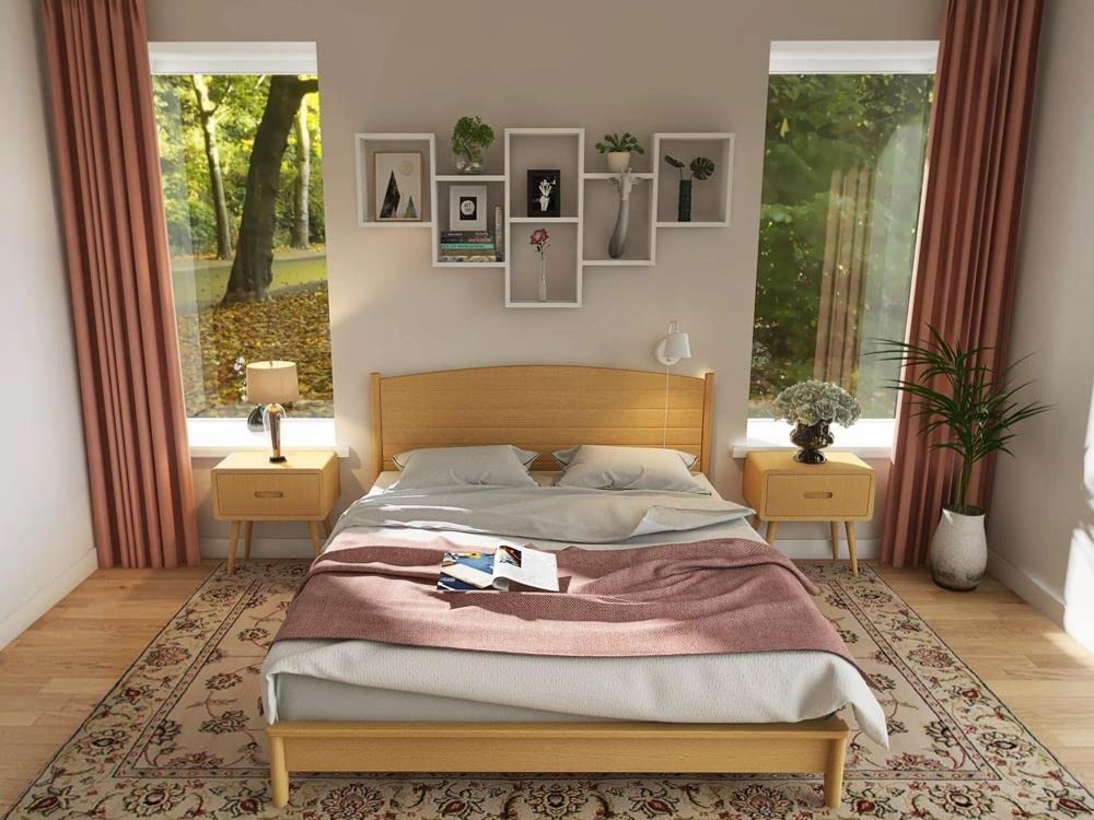 Estantería de pared decorativa con 6 estantes, 160 x 66 x 18 cm, diseño escandinavo, para salón, cocina, oficina, dormitorio, baño, estantería colgante (roble artífico)