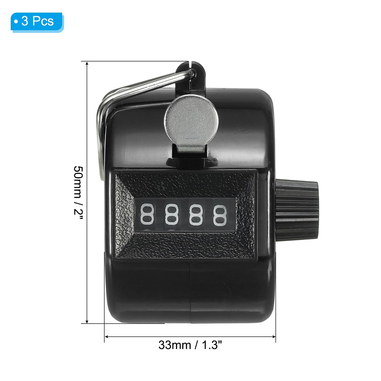 PATIKIL Clicker Counter, 3 Pack Handheld Tally Counter Mechanical 4-Digit Number Click Pitch Counter for Coaching Knitting, Golf, Lap, Fishing, Black