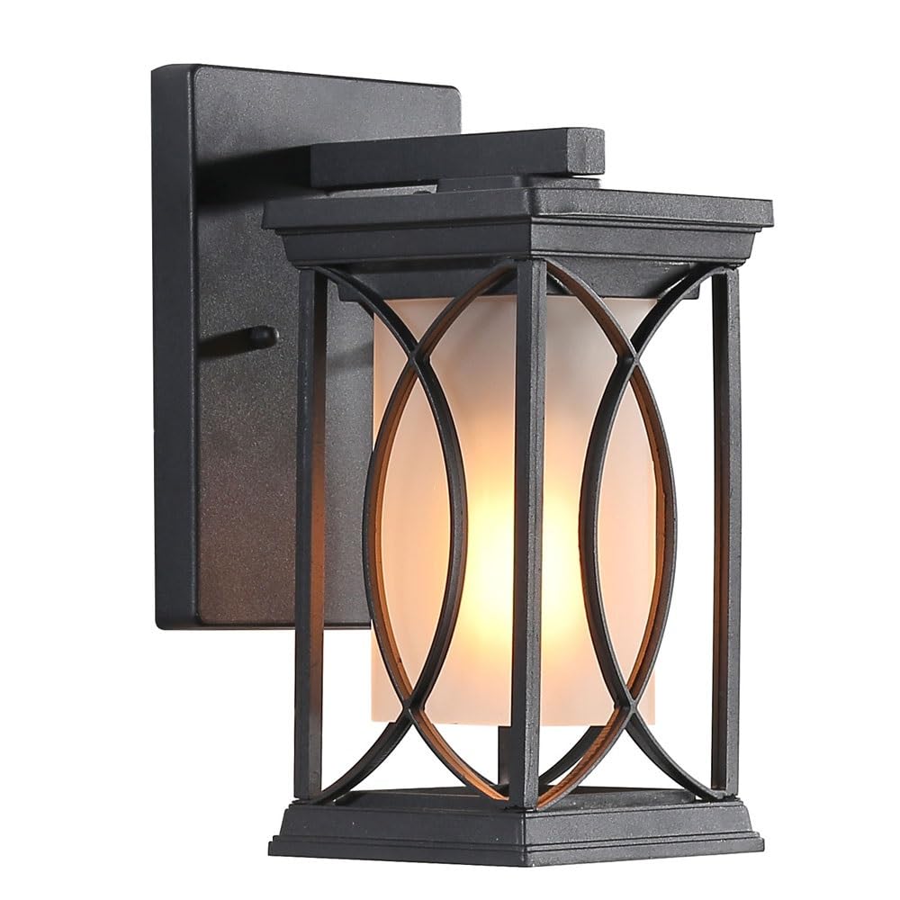 Lampe murale étanche rétro au fini noir mat et verre de haute qualité
