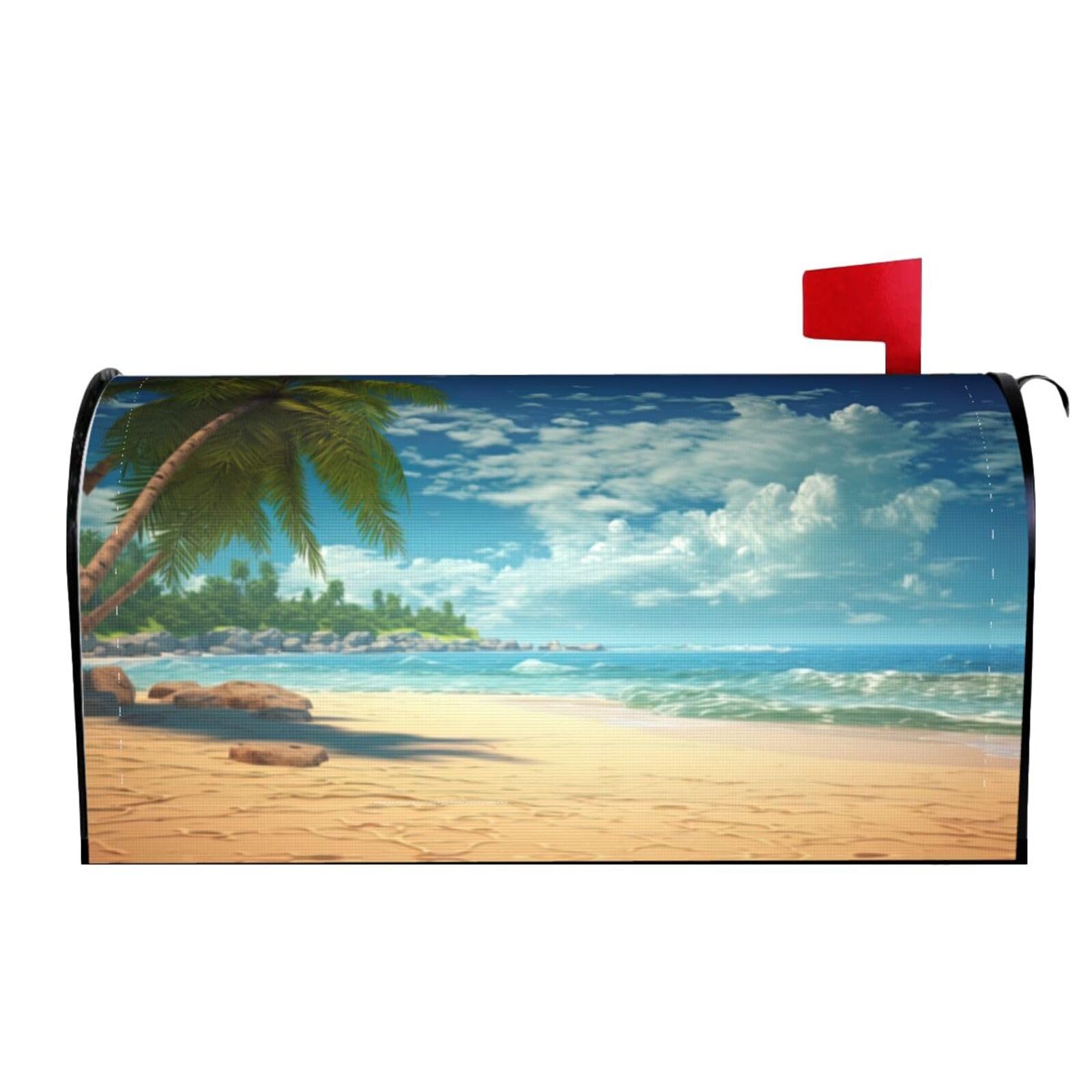 Summer Beach Palm Trees 03 Mailbox Covers Magnetic Wraps Post Letter Box Cover Garden Home Decor