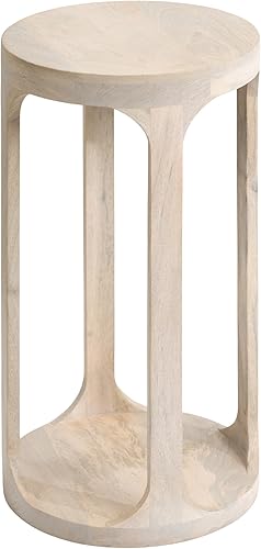 Kate and Laurel Dahl - Mesa redonda de madera para bebidas 12 x 23 pulgadas encalada mesa de pedestal circular de madera bohemia de transición para