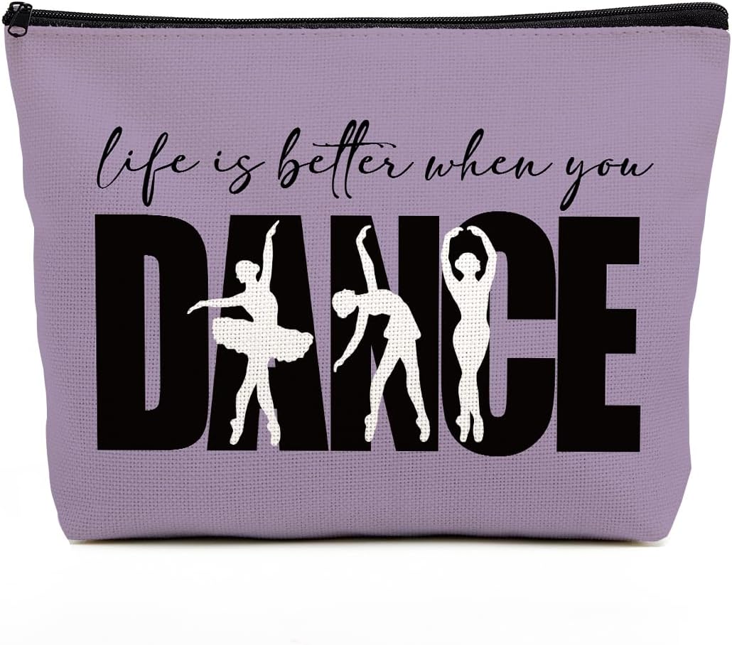 Fkovcdy Dance Bag - Ballet Makeup Bag, Cute Small Cosmetic Bag for Dancers - Dance Lover Gifts for Recital, Birthday, Christmas, Graduation, Travel - Blue