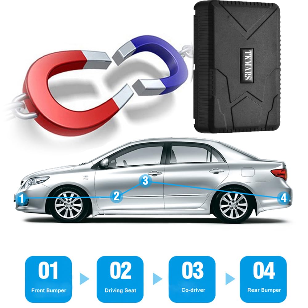 Traceur GPS Voiture,GPS Camping Car,Convient aux Voitures et Motos,Positionnement en Temps Réel,Enregistrement de L'historique avec Alarme de Vibration et de Vitesse de Chute,TK915 10 000 mAh