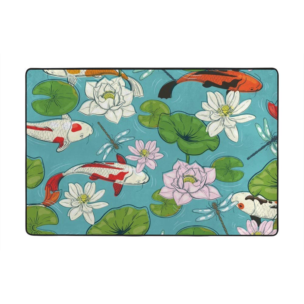 Tapis de sol vert étang aux libellules pour salon zen et cocooning