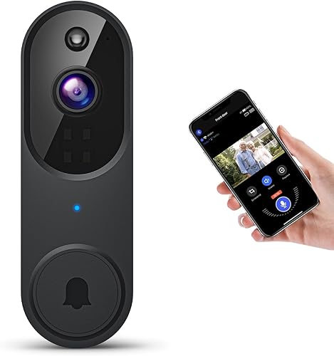 Timbre inalámbrico de video Wi-Fi con visión nocturna, audio bidireccional, detección de movimiento AI y almacenamiento en la nube, funciona con