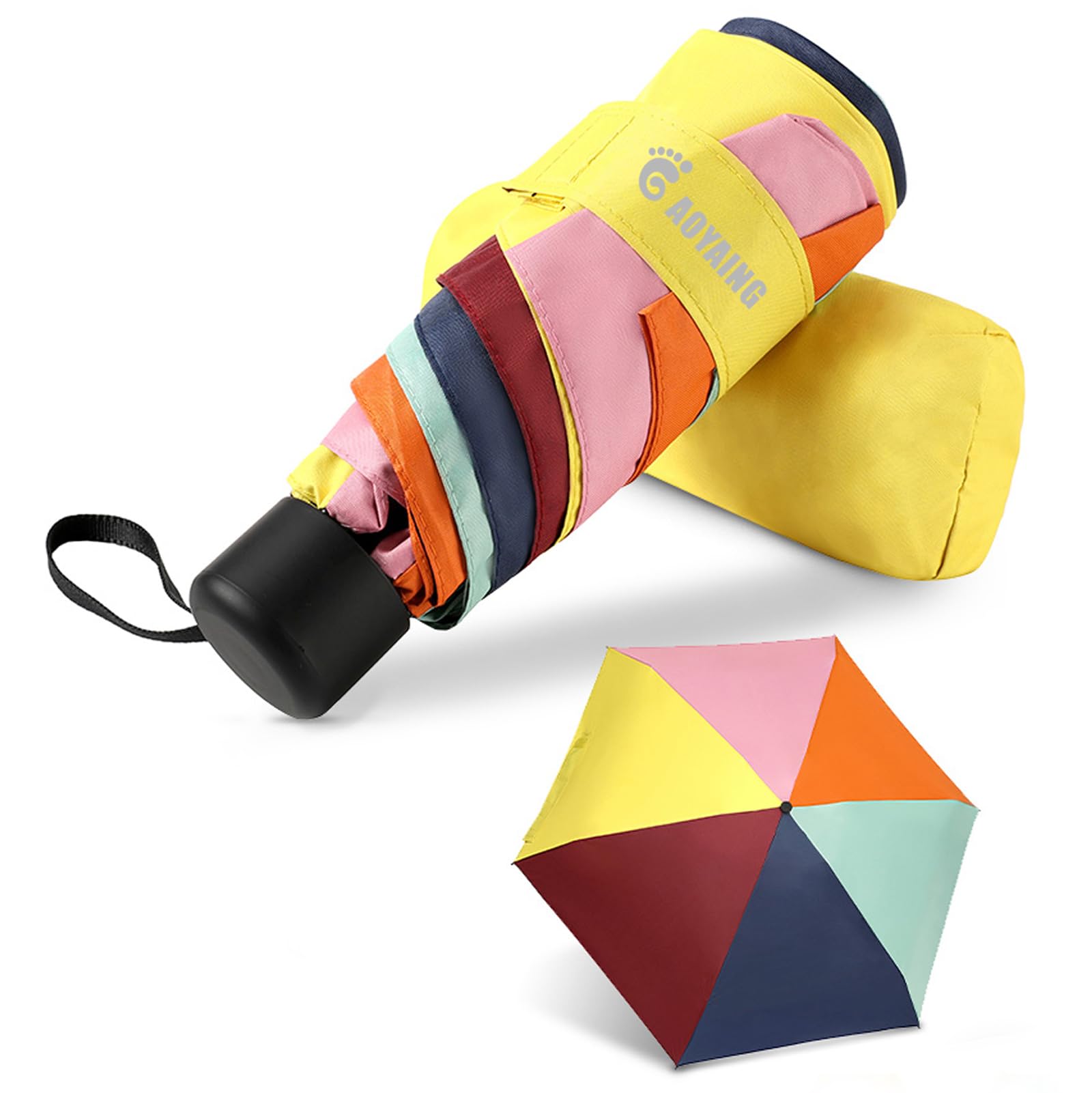 GAOYAING Small Mini Umbrella with Case Light Compact Design Perfect for Travel Lightweight Portable Parasol Outdoor Sun&Rain Umbrellas 34 Inches