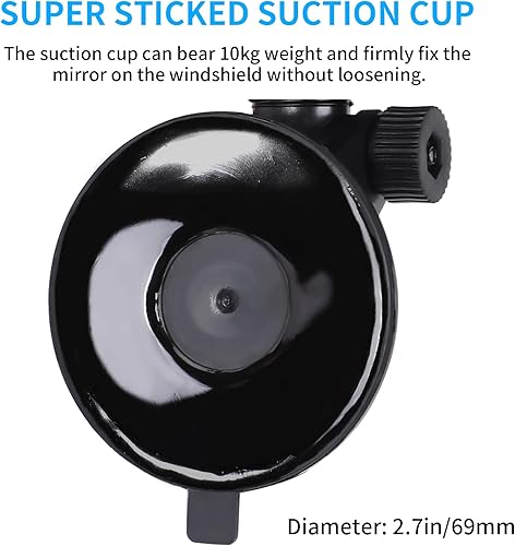 Miniatura 4 de Espejo retrovisor blanco para interior, universal, con ventosa para automóvil, camión, SUV, de 9.5"
