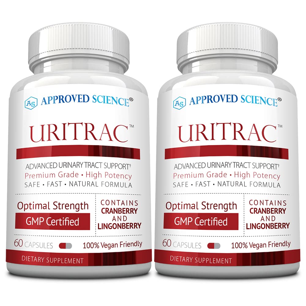 Approved Science® Uritrac™ - UTI Support - Cranberry, D-Mannose, Lingonberry - Vegan Friendly - 60 Capsules per Bottle - Pack of 2