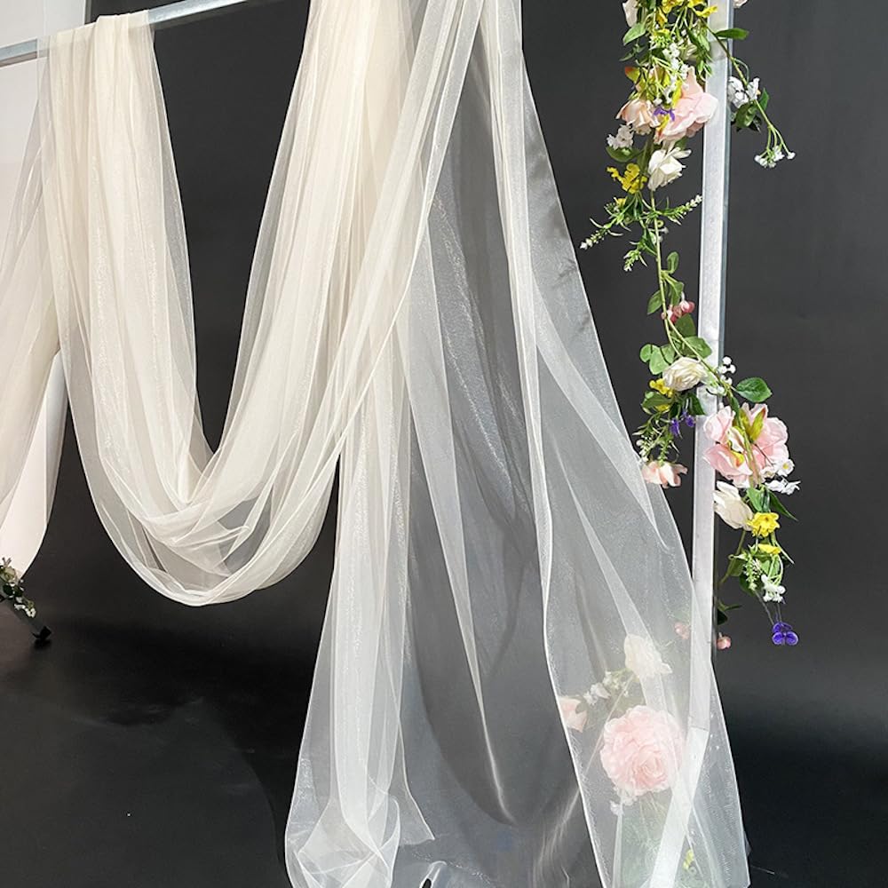 Alaoo Witte Tule Stoffen, 130 cm x 550 cm Witte Mesh Netting Stof, Bruiloft Decoratie Mesh voor Present Wrapping DIY Naaien Ambachten Bruiloft Party Decoraties