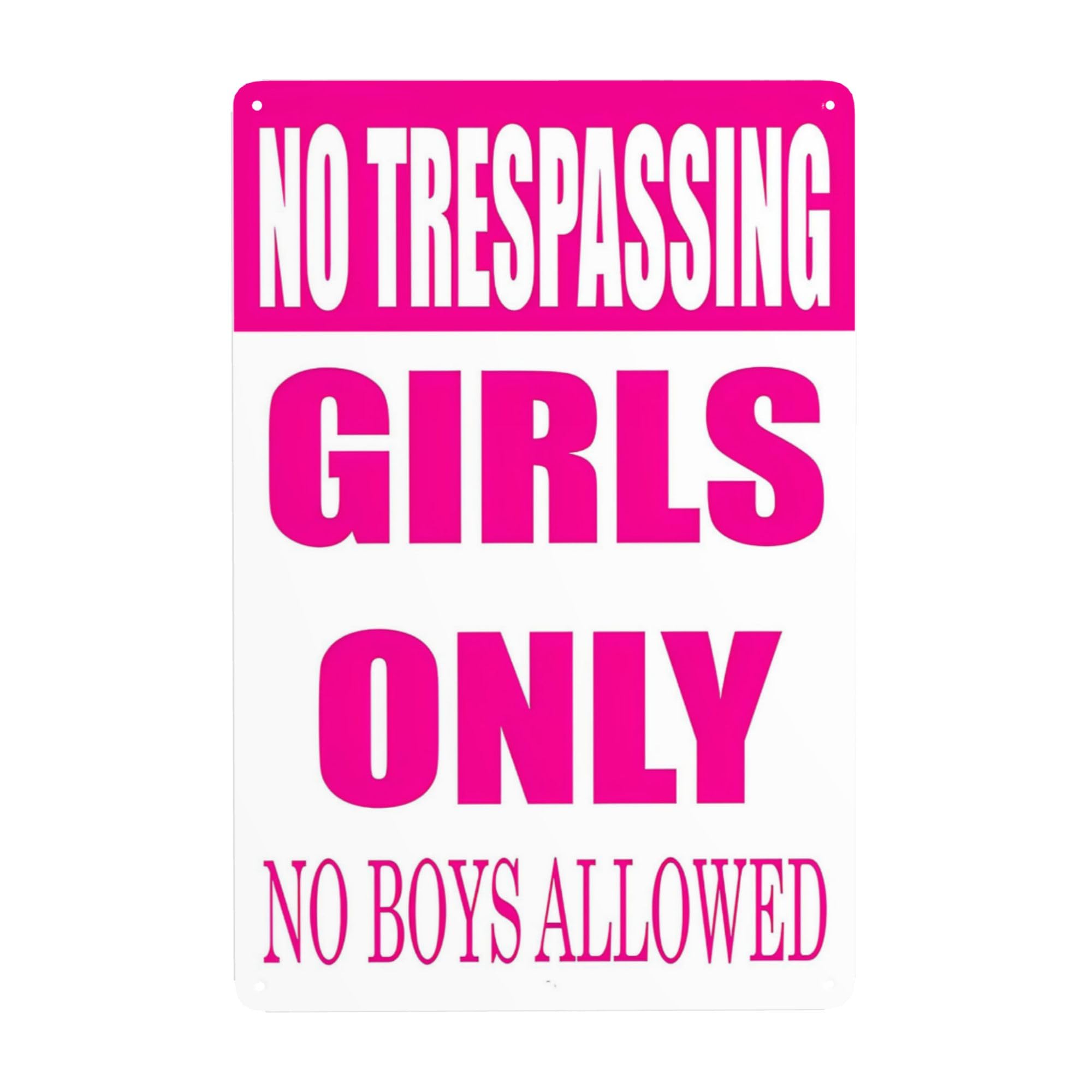 SMAZDFXX Funny Girls Bedroom Sign No Trespassing Girls Only Wall Decor No Boys Allowed Bedroom Door Metal Tin Sign 8"x12"