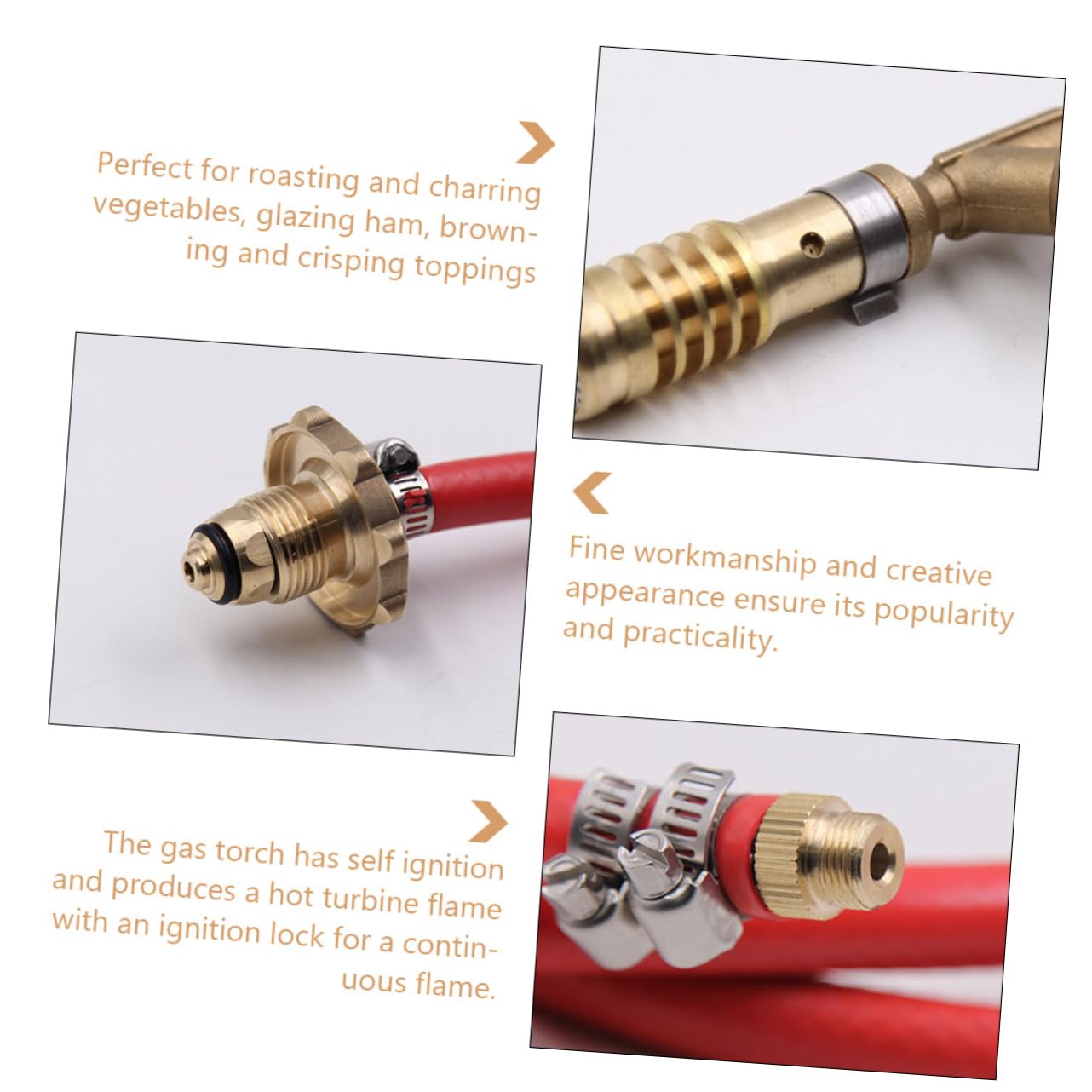 LABRIMP Torche à Souder au Propane en Laiton et Caoutchouc, Flamme Continue, Design Ergonomique, 1 Set, pour Brasage et Camping