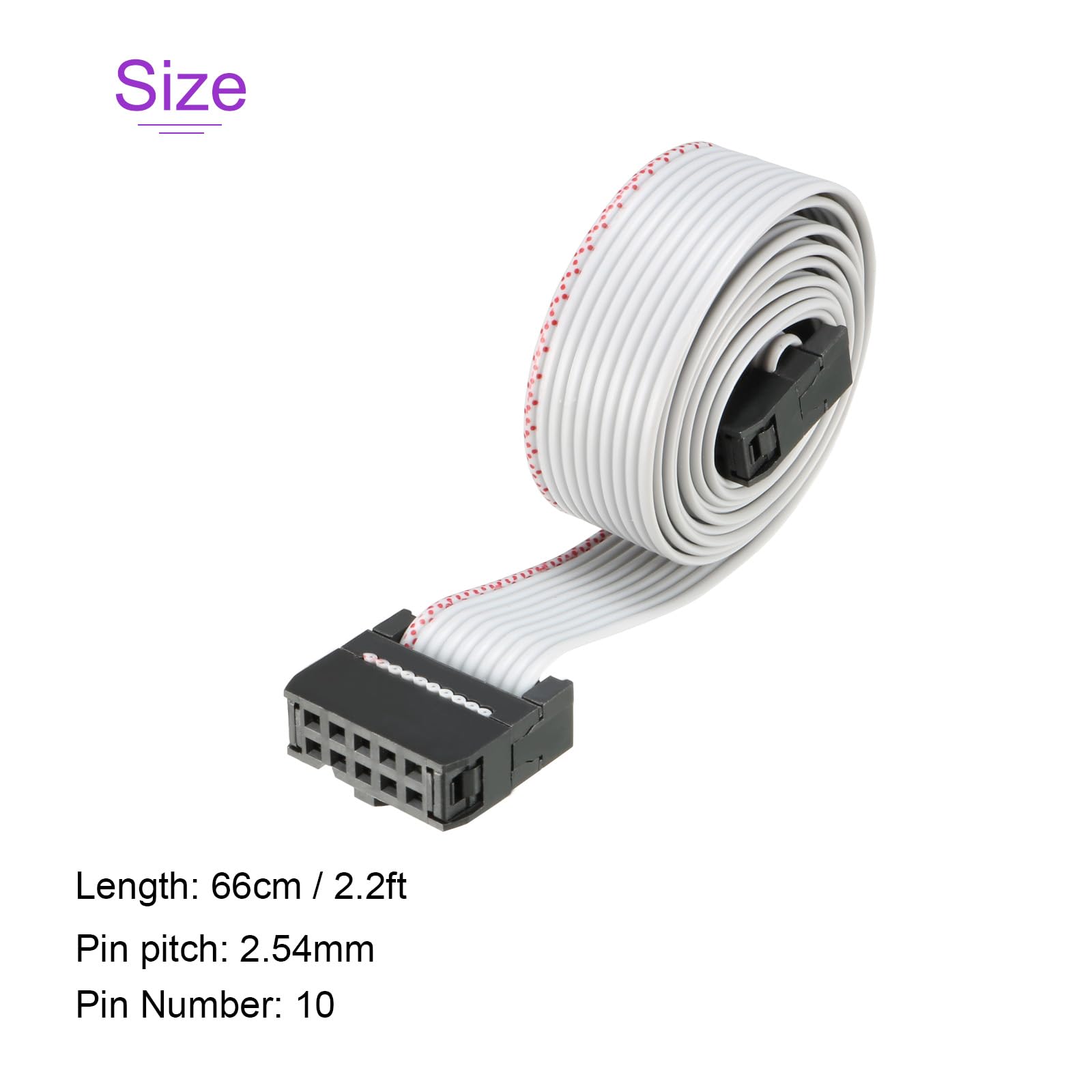 DMiotech 3pz 10 Pin Piatto Nastro Cavo Tipo C 2,2 Piedini 2,54 mm Passo IDC Grigio Cavo per Fotocamere Digitali, Computer