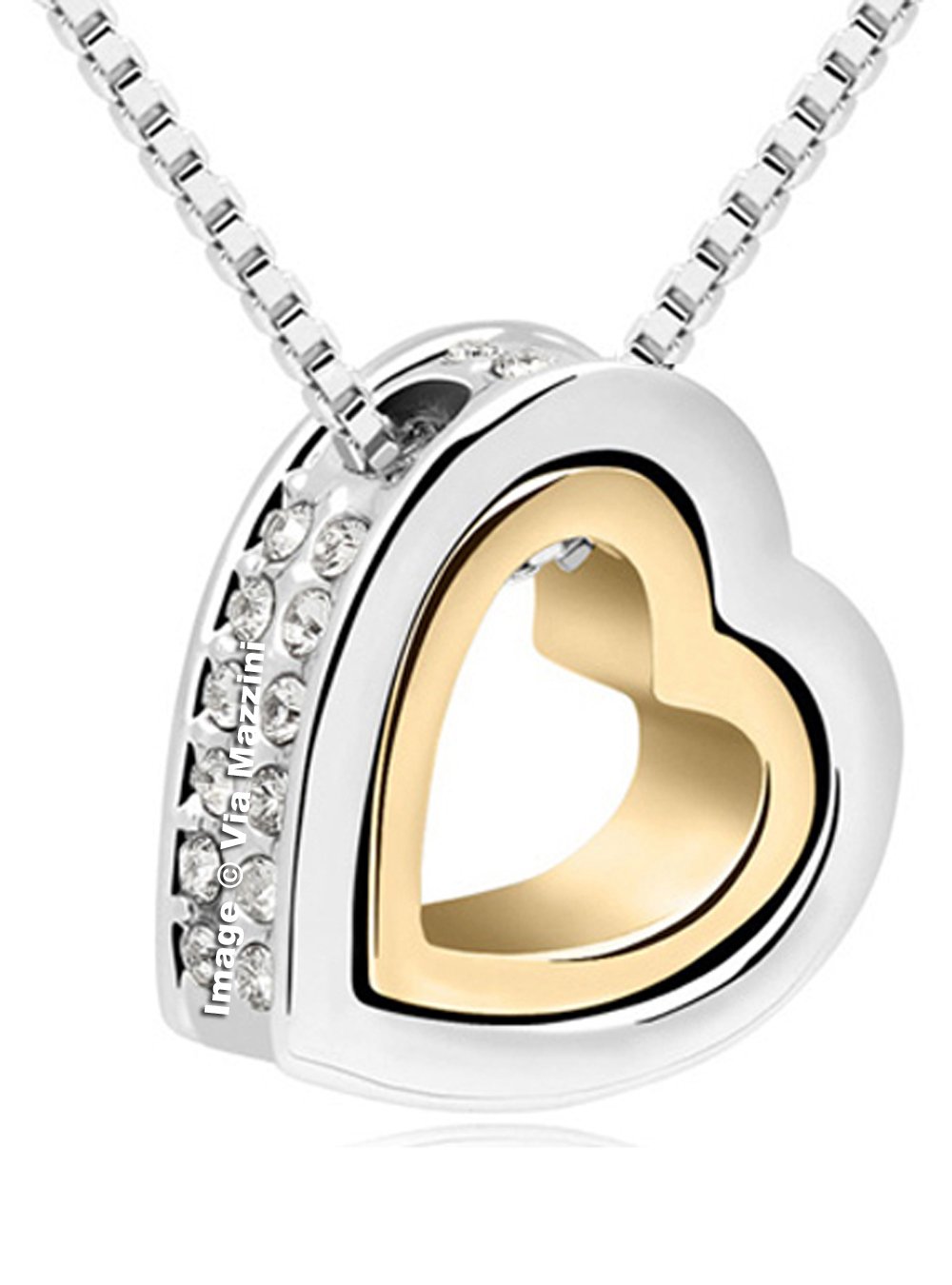Via Mazzini Te Amo 2-Tone Gold and Silver Metal Heart Small Pendant for Women (B00W7BALJA) Amazon Price History, Amazon Price Tracker