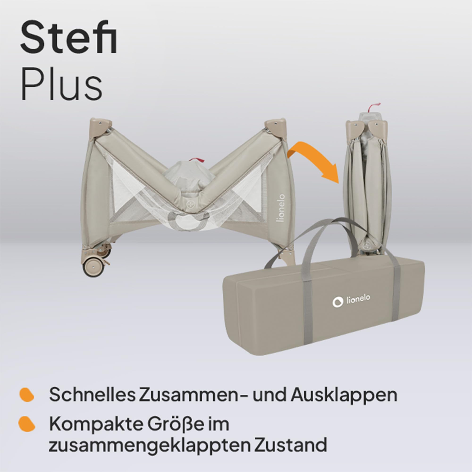 Lionelo Stefi Plus Reisebett bis 15 kg Babybett Kinderreisebett mit Matratze Seitlicher Eingang mit Reißverschluss Hochwertige Schaumstoffmatratze