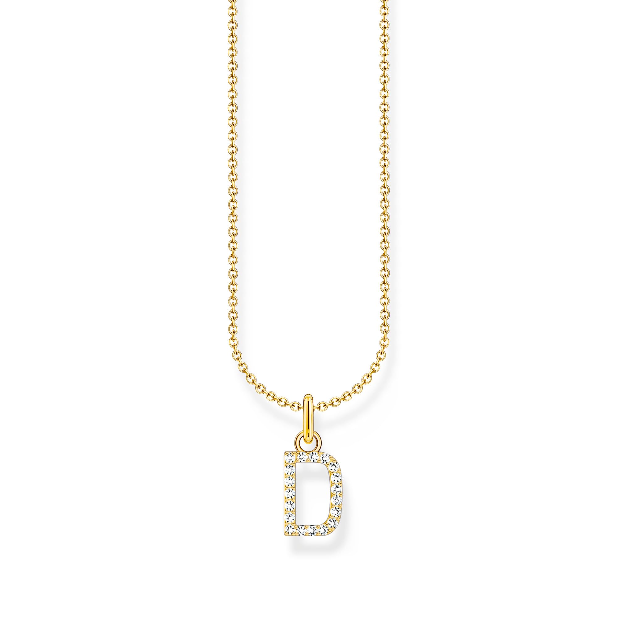 Thomas Sabo Letter D Necklace 925 Sterling Silver with Zirconia KE2243-051-14