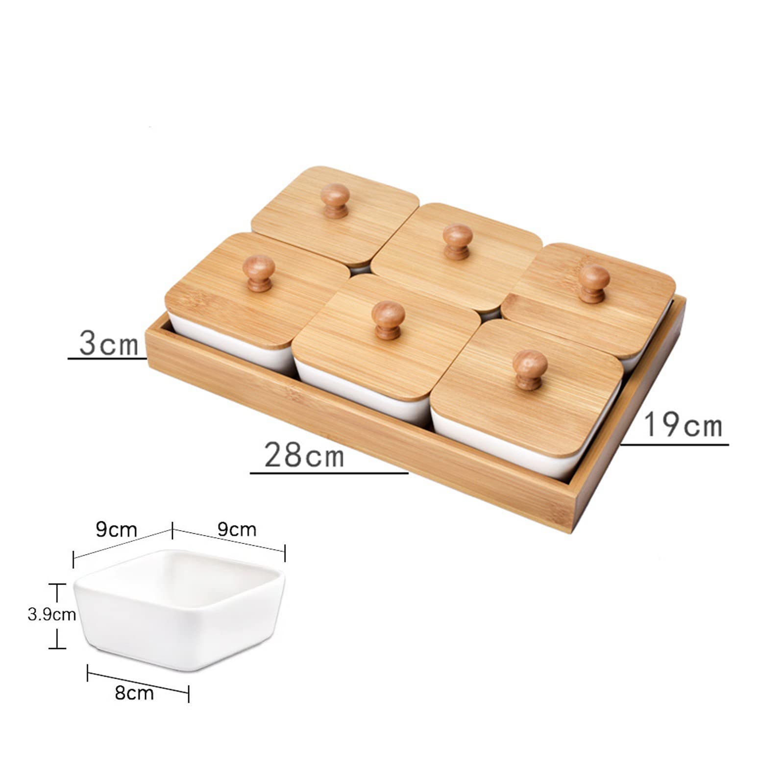 RoseFlower Servierschalen Set 6 bruchfeste Dip Schälchen mit Servierplatte, Snack Schalen Dipschalen mit passendem Tablett Ideal für Tapas, Antipasti, Dips