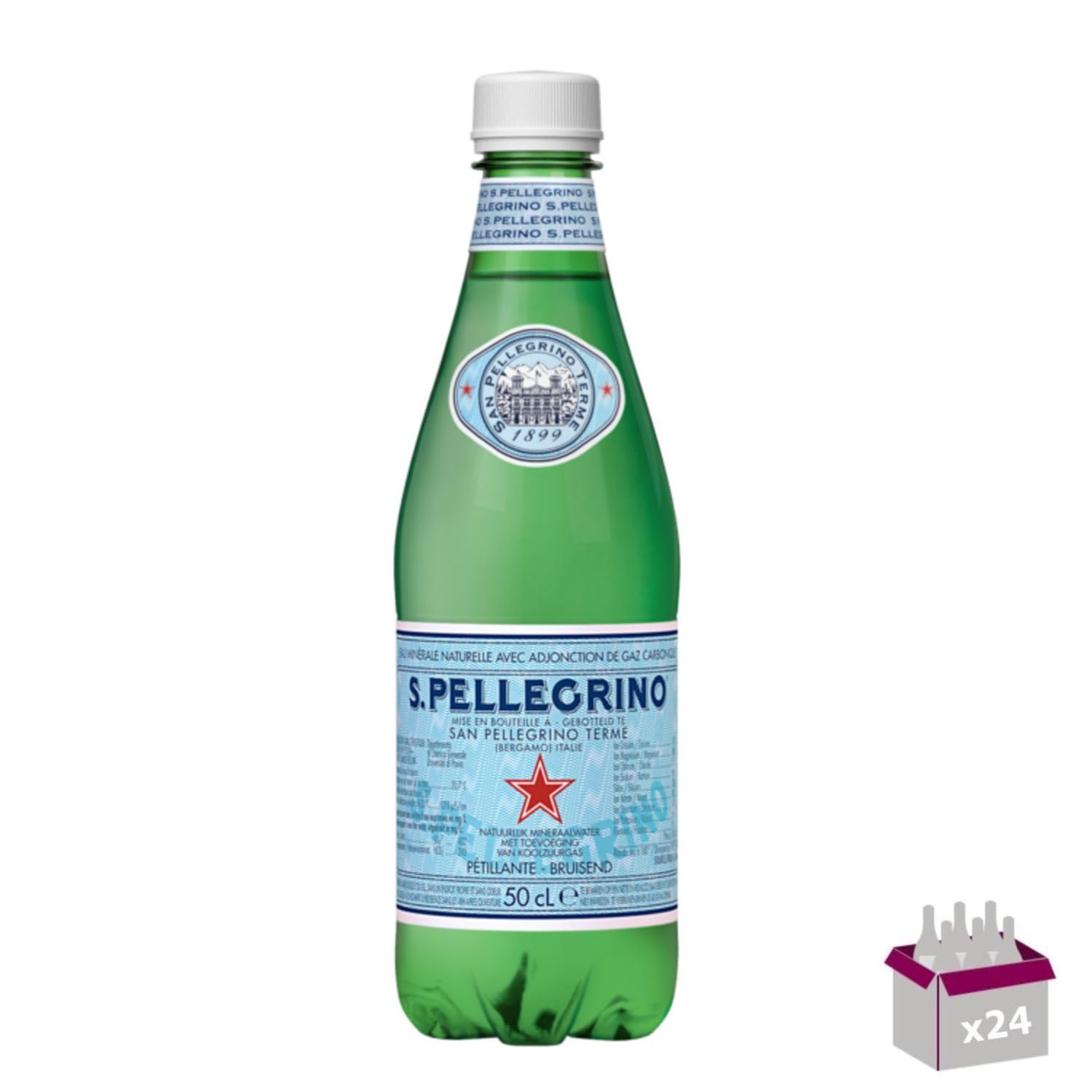 San Pellegrino - Agua mineral natural gaseosa - 24 x 50 cl