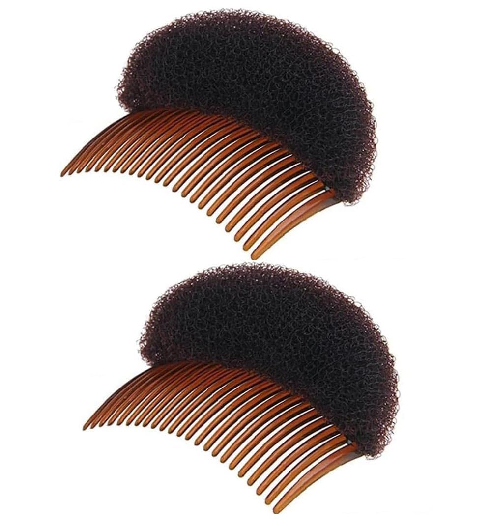 2pcs Brown Women Soft Sponge Foam Hair,Clip Hair Comb Braid Tool Styling Accessories,Base Inserts Bump Up Hair Pads Styling Stick Bun Maker Braid Tool Barrettes