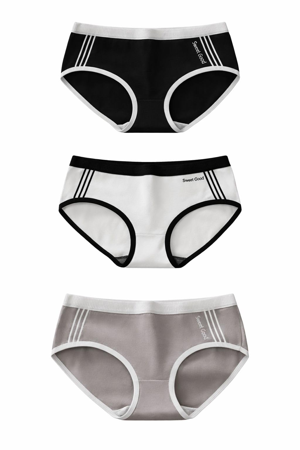 Value Hub Women's Soft Cotton Underwear Panties, Set of 3 | Mid Rise Hipster Briefs | Breathable Stretchable Innerwear for Ladies | Full Coverage Cotton Panty for Daily Comfort (Black, White, Grey)-image-20
