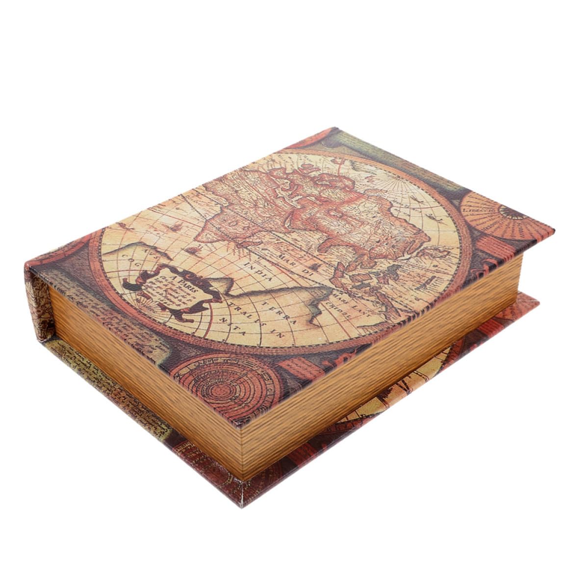 Boîte de rangement livre vintage style européen finitions cuir PU et bois haute densité