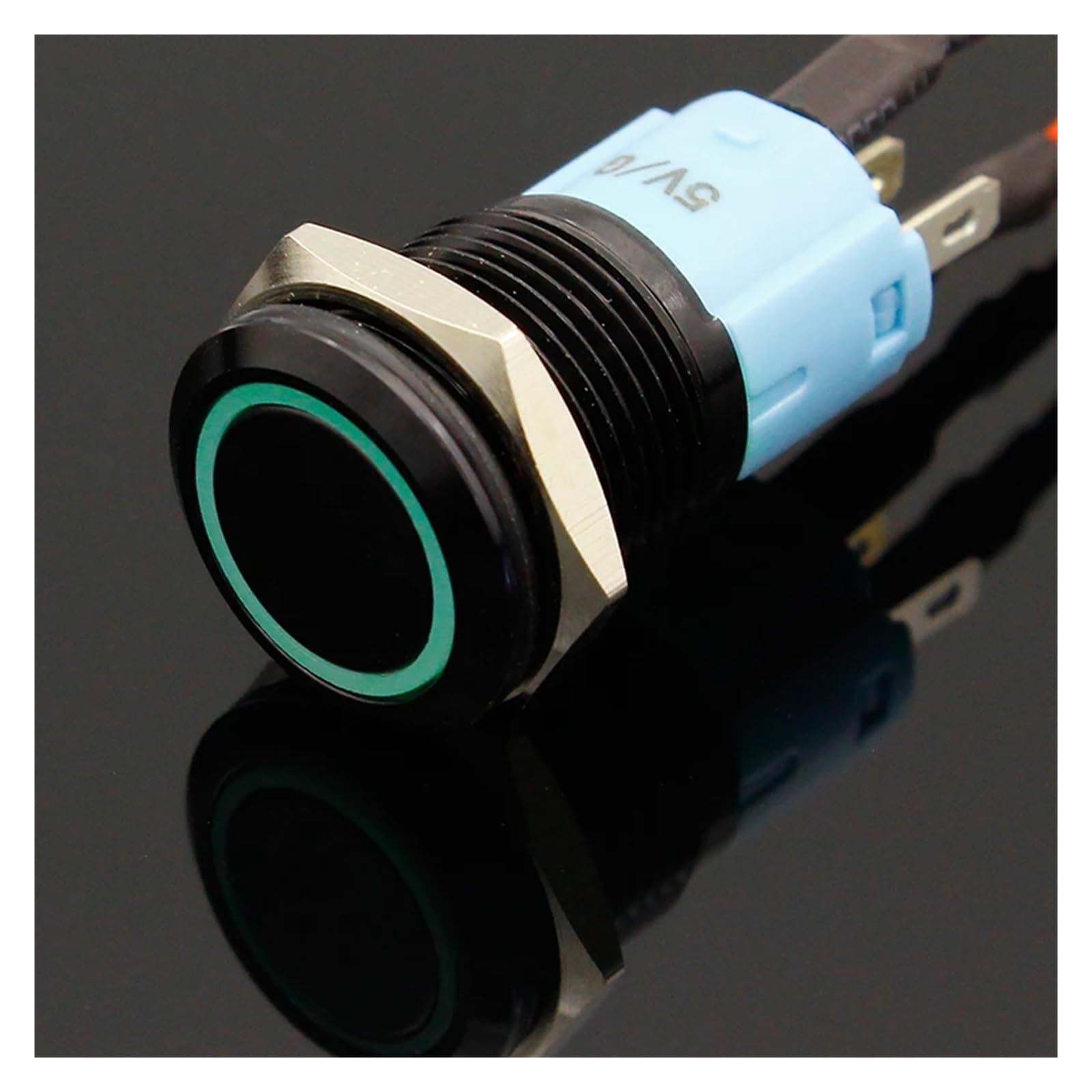 Interruptor de botón de metal impermeable de 3 V, 5 V, 12 V, 24 V, 48 V, 110 V, 220 V, bloqueo LED de 16 mm, interruptor de metal mantenido (rojo, 48 V)