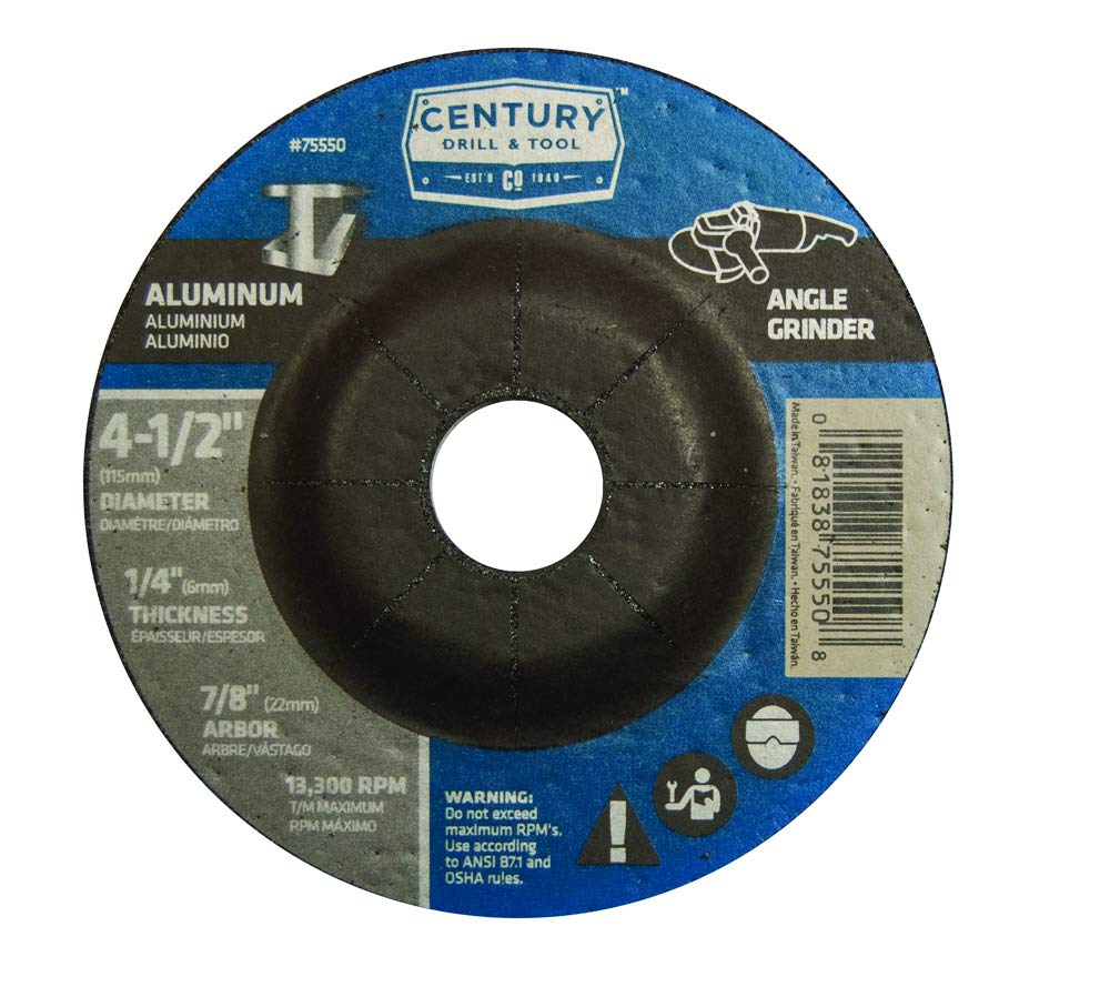 Century Drill & Tool 75550 Type 27 Aluminum Grinding Wheel, 4-1/2