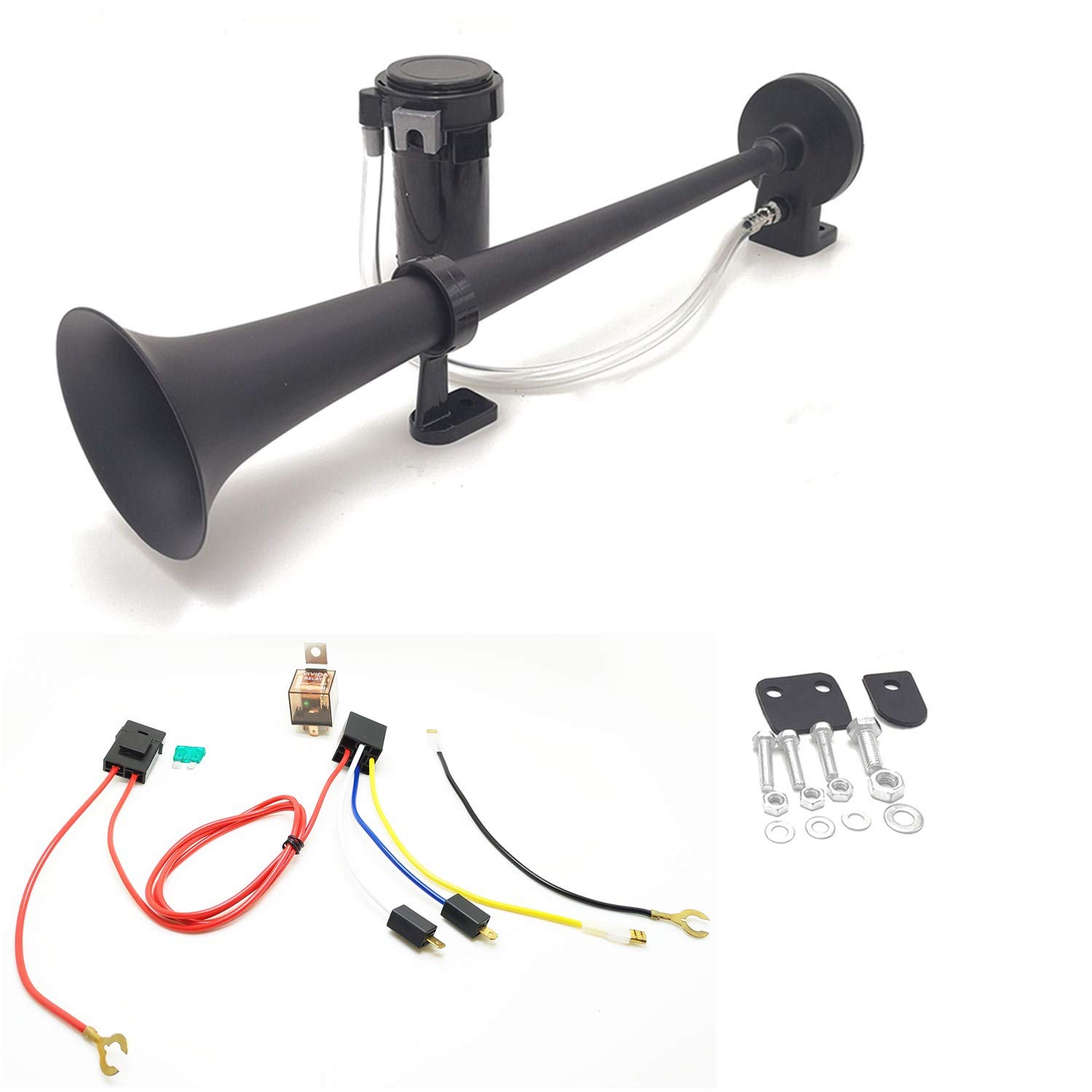 Auto Hupe LKW Hupe Lauter Lautsprecher Innovatives Design Lufthorn und einstellbare Installation car horn Chrom-Zink Trompete schwarz Air Horn mit Luftpumpe für 12V Auto LKW Boot ect