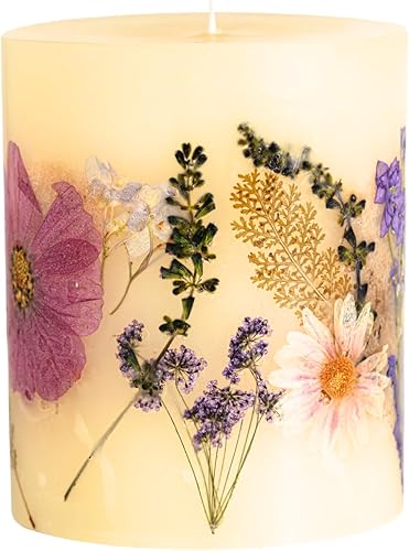 Vista 9 de Rosy Rings Vela botánica redonda pequeña – Aromaterapia, vela de larga duración, 60 horas de tiempo de combustión, velas botánicas florales