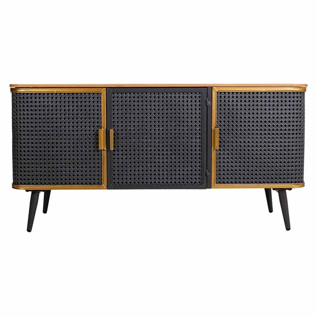 WANDERLUST DECO Aparador de Metal y Madera 3 puertas 118x38x58,5h cm