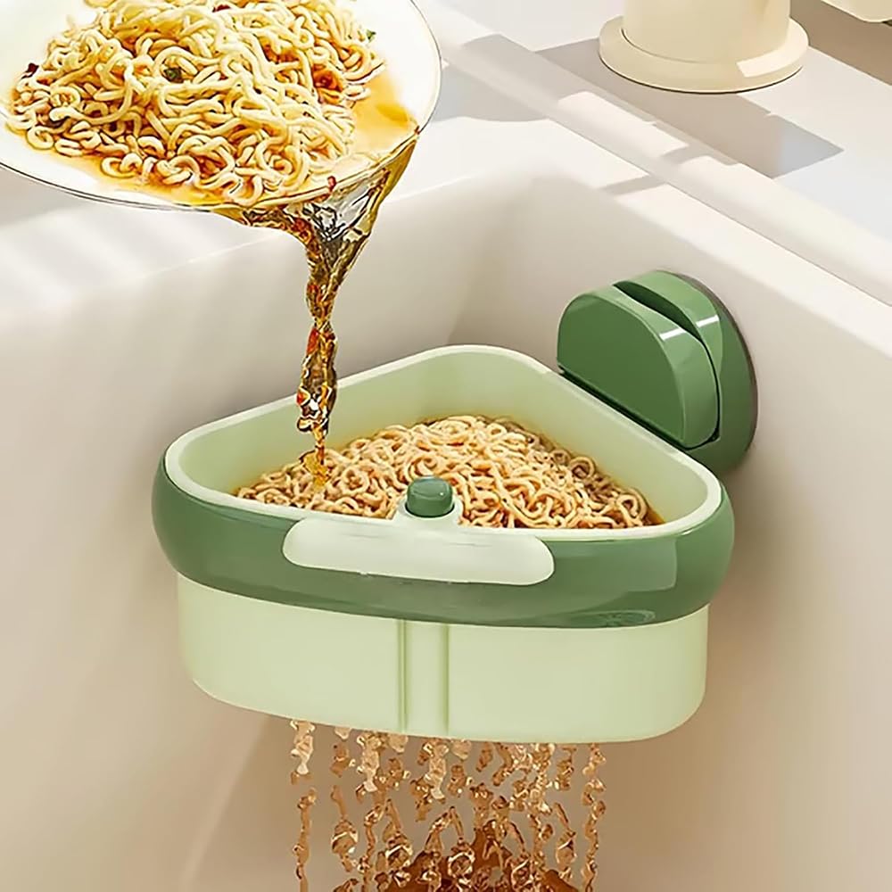 Griglia angolare per lavello a ventosa, cestino per lavello aggiornato, rimovibile per una facile pulizia, design 2025, perfetto per uso in cucina, confezione da 2