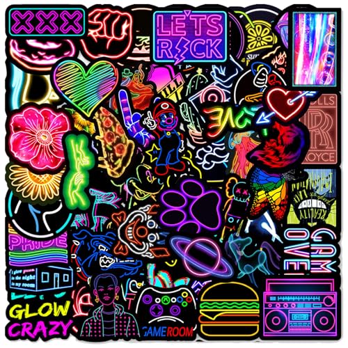 TYXHXTF Lot de 200 Autocollants Neon, Graffiti Stickers, Autocollant Ordinateur Portable, Imperméables Vinyle Autocollant, Stickers Moto, pour Bagages Skateboard Guitare Ordinateur Portable