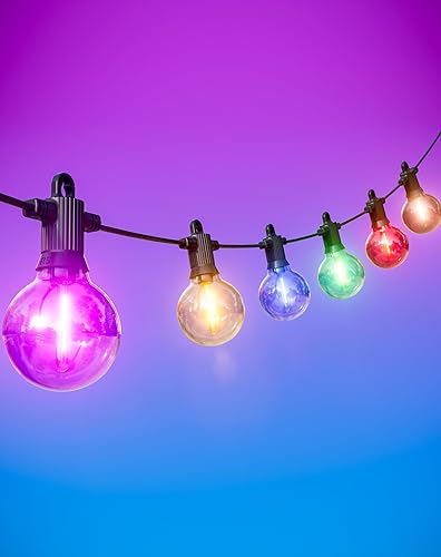 Tira de luces de Navidad de colores para exteriores, tira de luces multicolor de 50 pies con 25 bombillas LED G40, impermeables, luces de patio para
