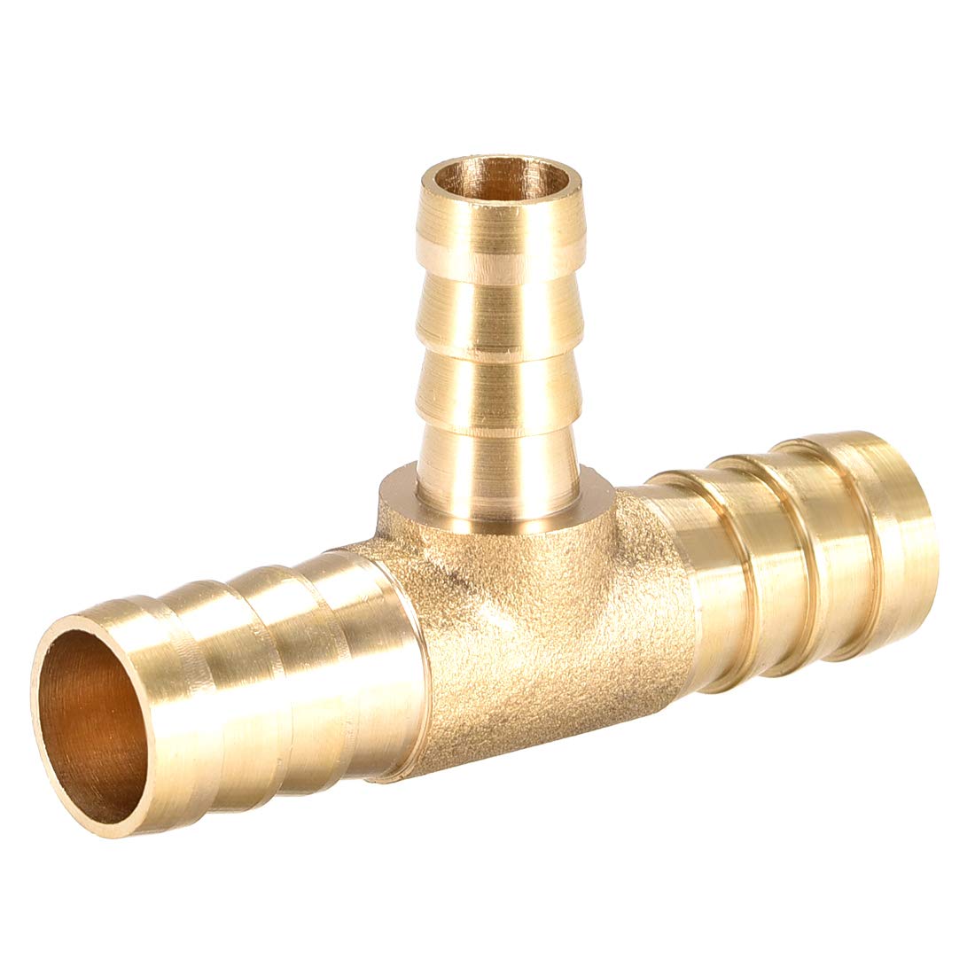 Sourcing Map 10 mm x 14 mm x 10 mm Messing-Schlauch-Reduzierstück, T-Form, 3-Wege-Widerhakenverbinder, für Luft Wasser, Kraftstoff, Gas