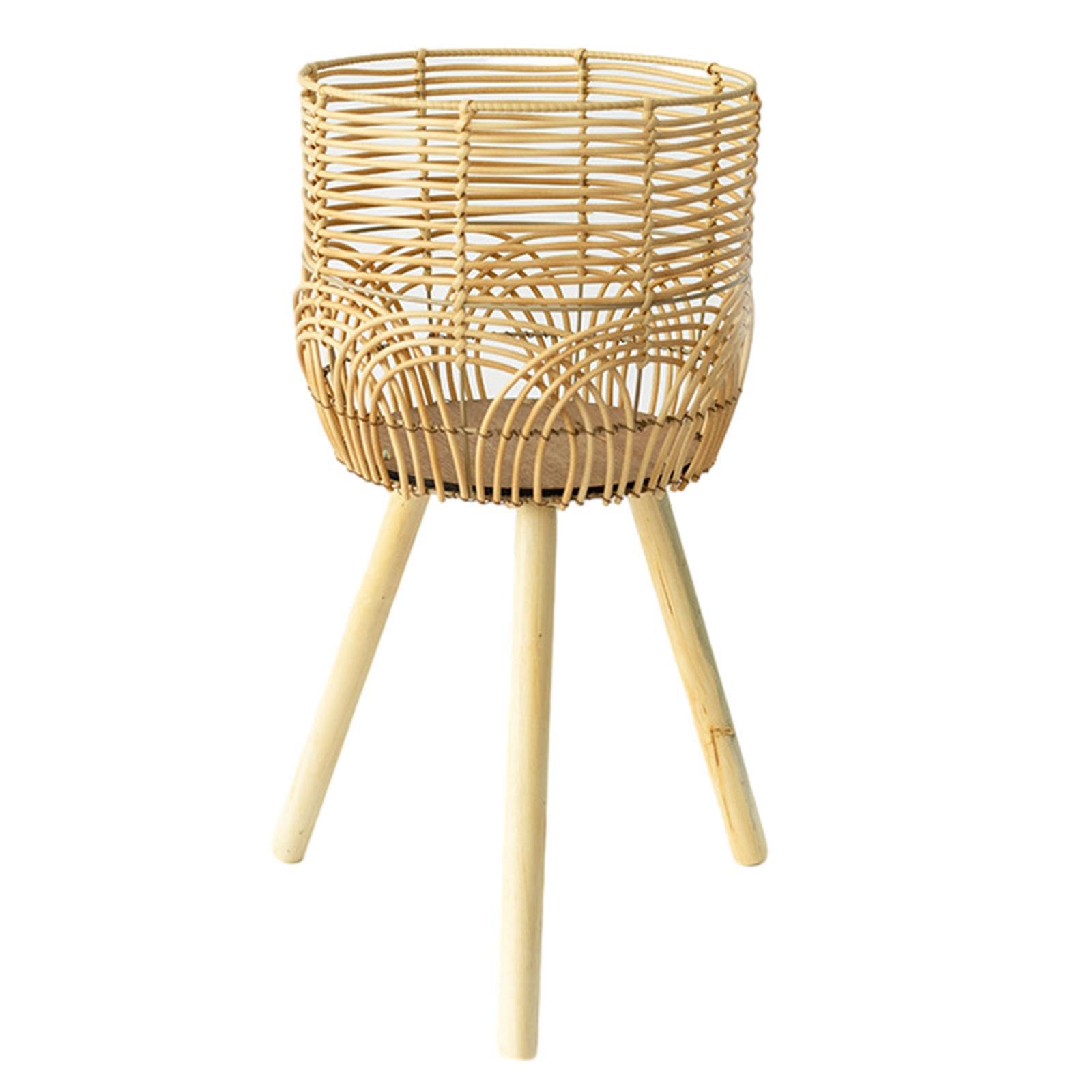 Alcxazs Brown Pastoral Footed Rattan Ornament Basket Stylish Addition To Home And Apartment Floor Flowerpot Organizer Baskets Rattan Simple Like Rs Landing Flower, L