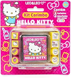 KIT CARIMBO HELLO KITTY - MALETA C/ 8 CARIMBOS + 1 ALMOFADA - LEO&LEO