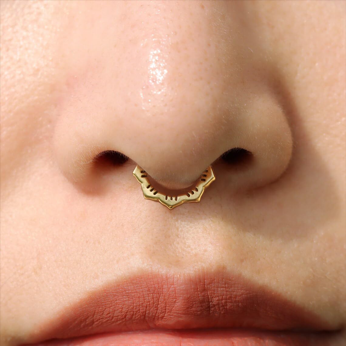 Nose Rings Hoops 316L Surgical Steel Flower Silver Septum Rings 16g Clicker Daith Hinged 14K Gold Plated Piercing Jewelry Gifts 1.2 * 8mm 10mm