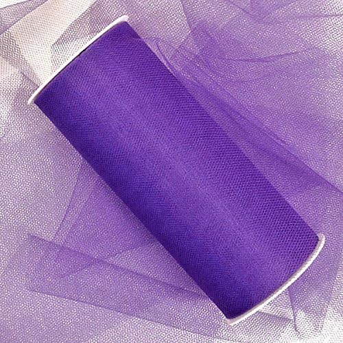 Premium Colored Tulle - Nylon Tulle Ribbon (6 Inches, Purple)