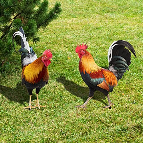 2Pcs Chicken Decor - Garden Stakes For Outdoor Yard Lawn Walkway Backyard Courtyard, Lifelike Hen Rooster Double Sided Printing Acrylic Statue For Farmhouse Party Summer Decorations (2Pc-Chicken) #TOP3