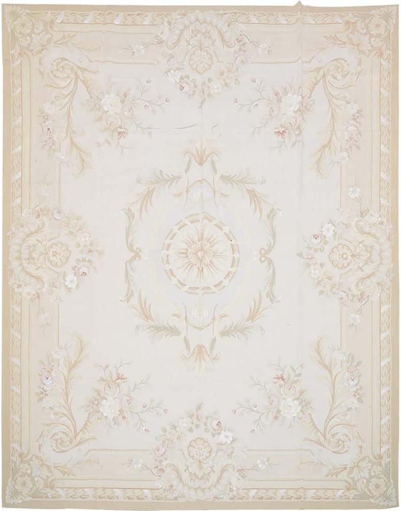 Yilong Carpet 11'x14' Floral Handmade French Aubusson Wool Carpet Large Handmade Floor Rugs W32C11X14