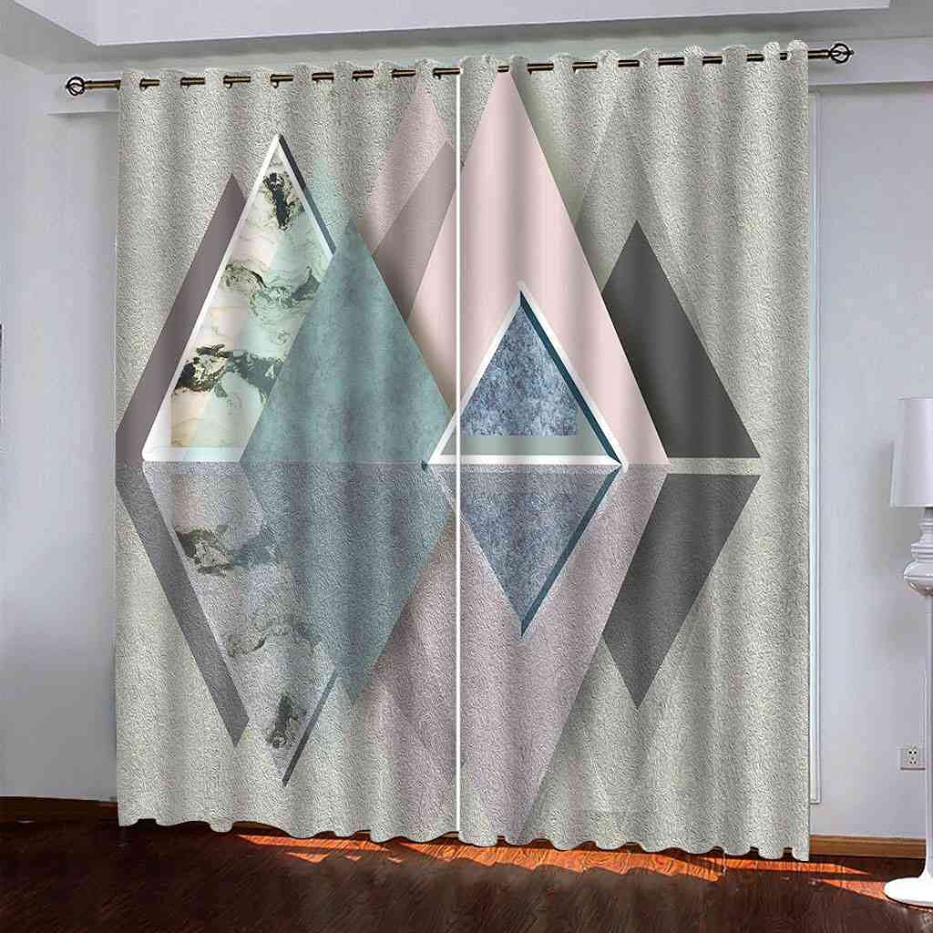 Rideau Occultant Géométrique Rose Lot de 2 Rideaux à Oeillets 200x214 cm