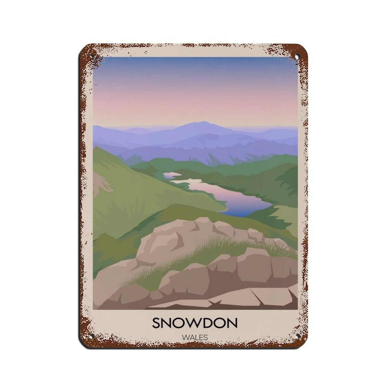 Lxwnze 30L X 40W Cm Mount Snowdon, Three Peaks Challenge Retro Poster Metal Tin Sign Chic Art Retro Iron Painting Bar People Cave Cafe Family Garage Poster Wall Decoration 12X16inch(30X40cm)